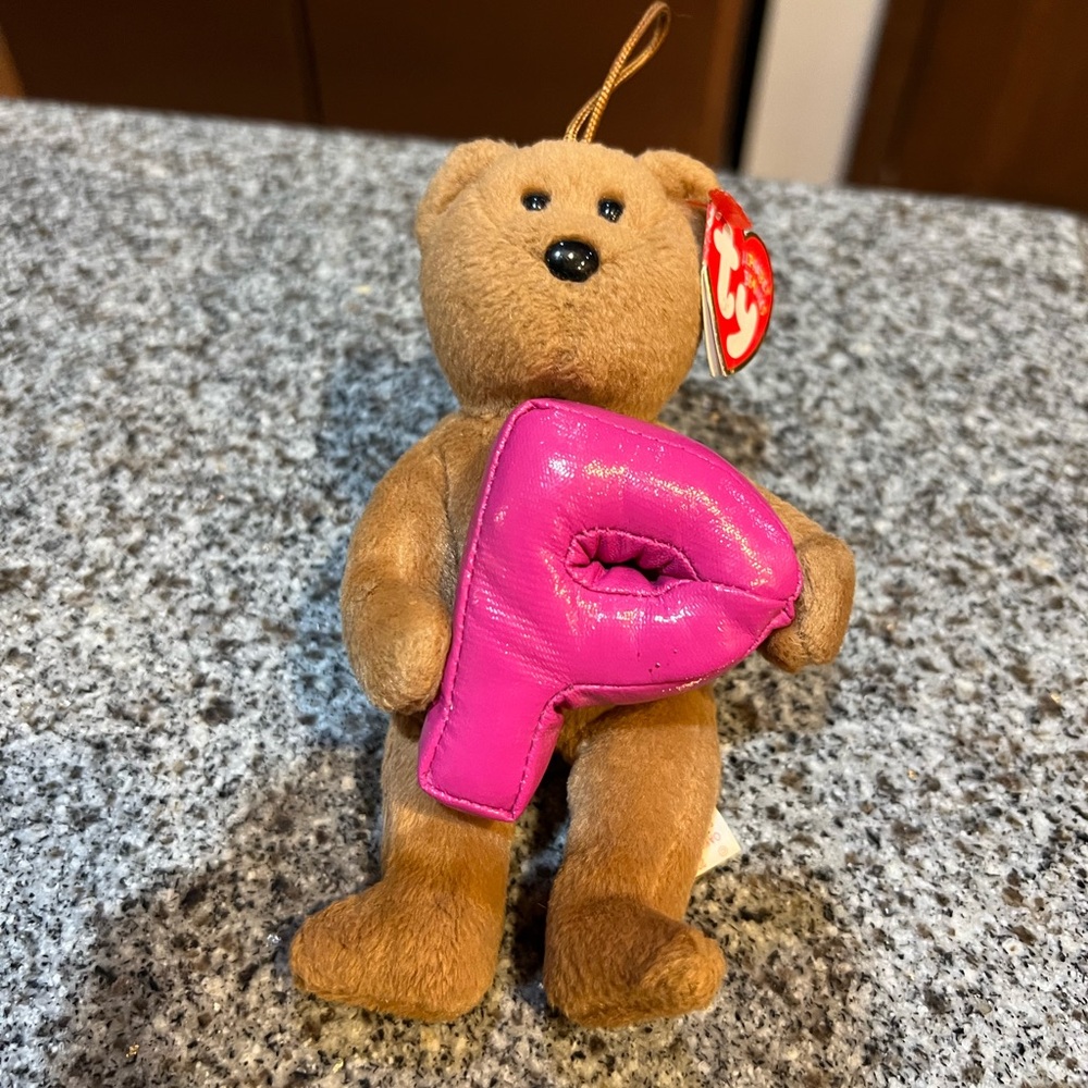 Brown Bear with Pink Letter P